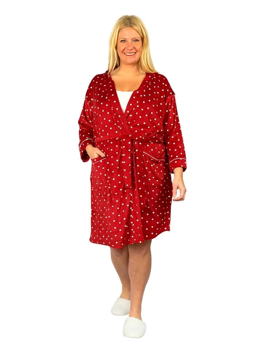 La Cera™ La Cera Plus Size Silky Shee Minky Kimono Robe