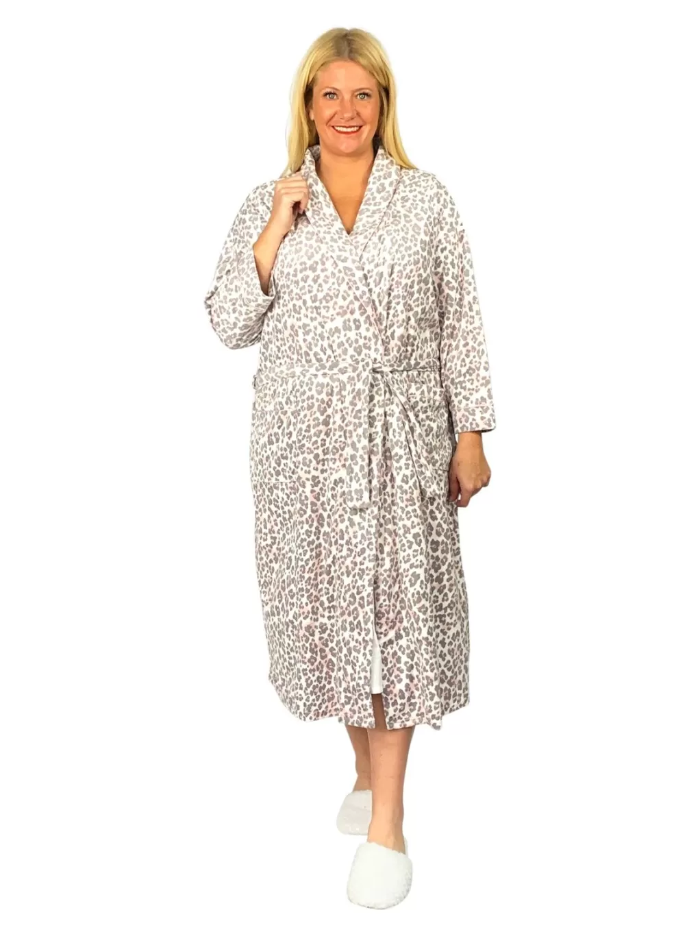 La Cera™ La Cera Plus Size Silky Shee Minky Wrap Robe