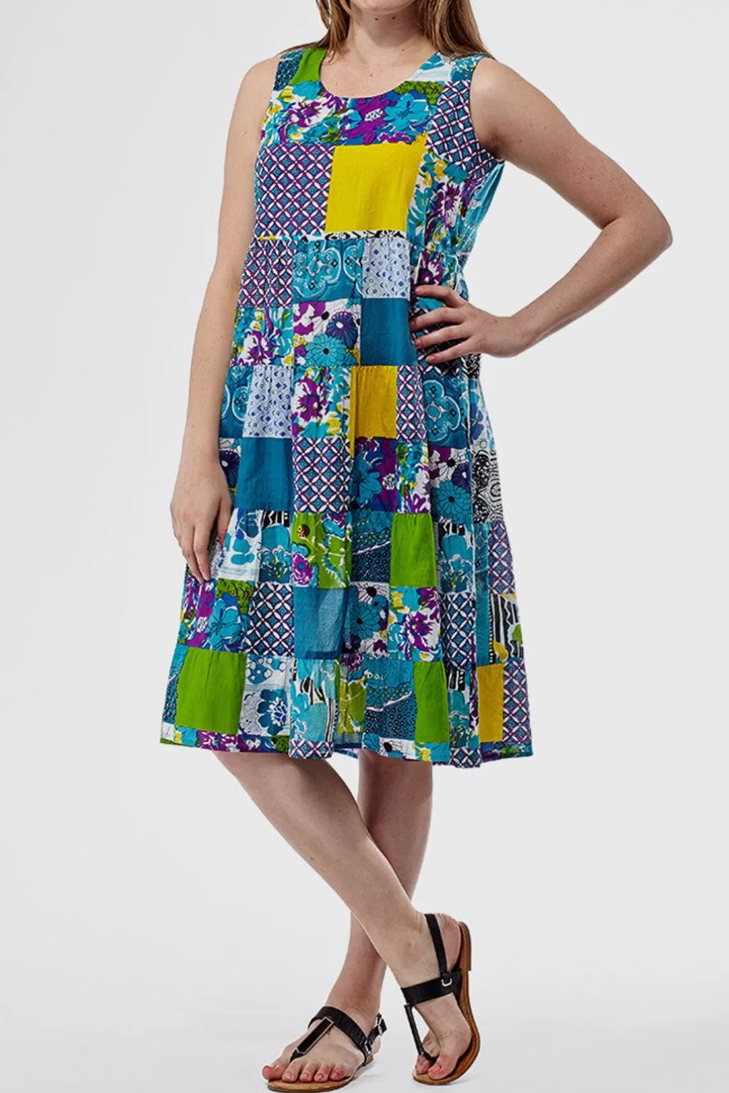 La Cera™ La Cera Short Multicolored Patchwork Dress