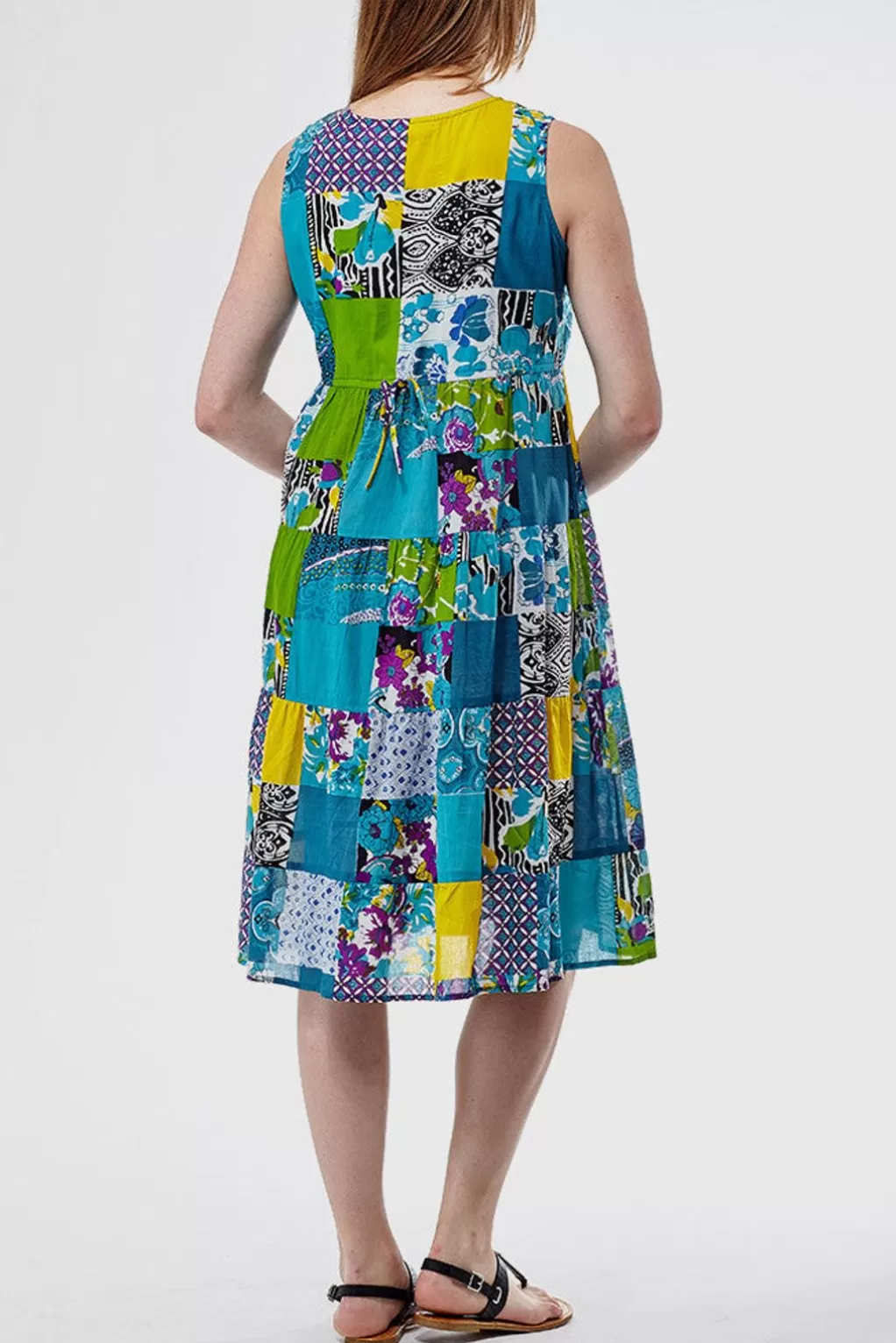 La Cera™ La Cera Short Multicolored Patchwork Dress