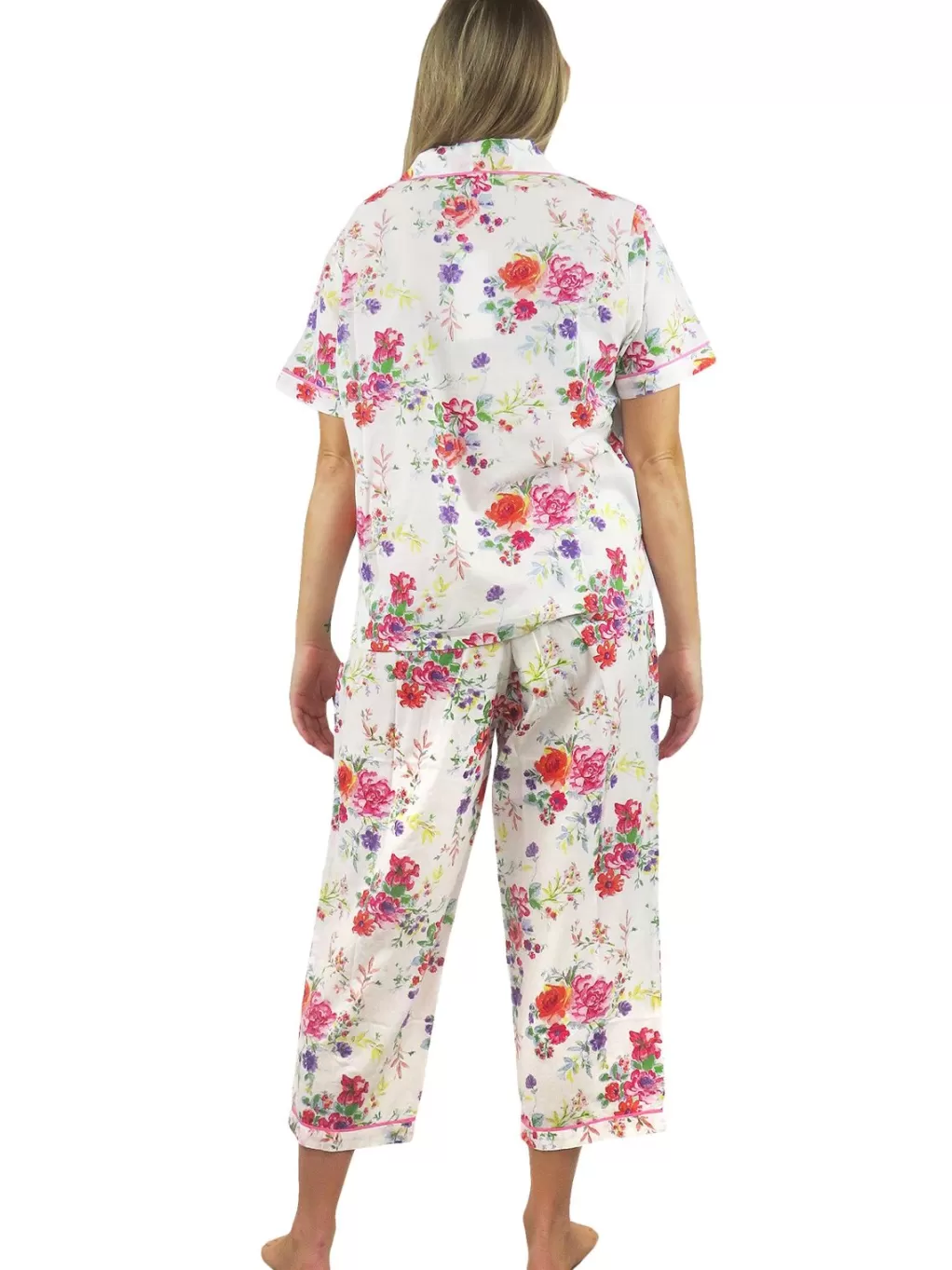 La Cera™ La Cera Short Sleeve Floral Cotton Pajama Set