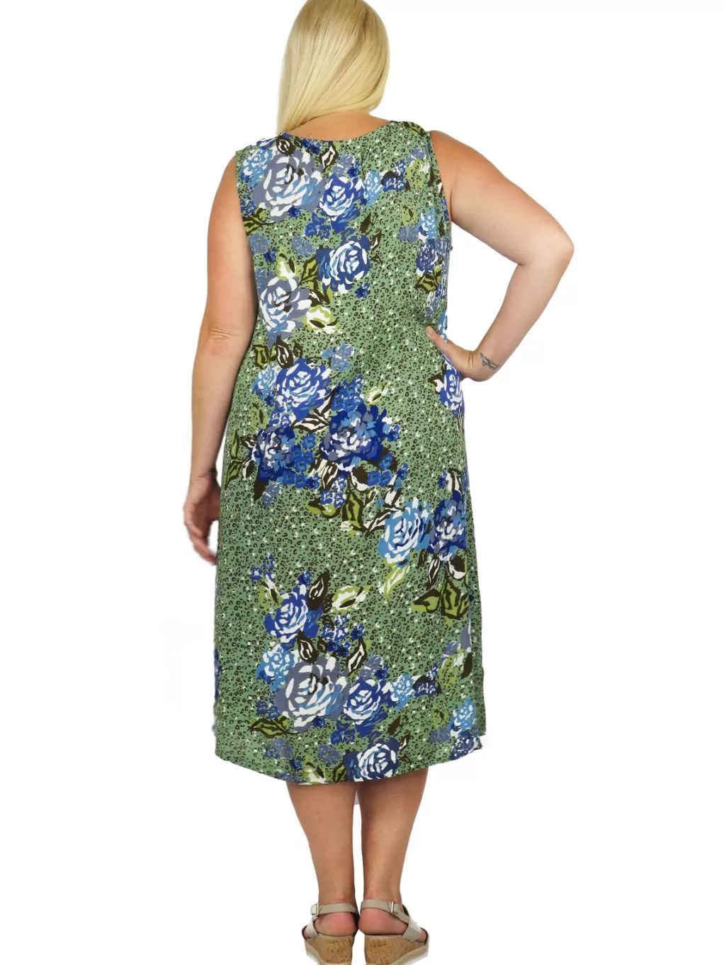 La Cera™ La Cera Sleeveless V-Neck Artistic Floral Dress - Plus Size