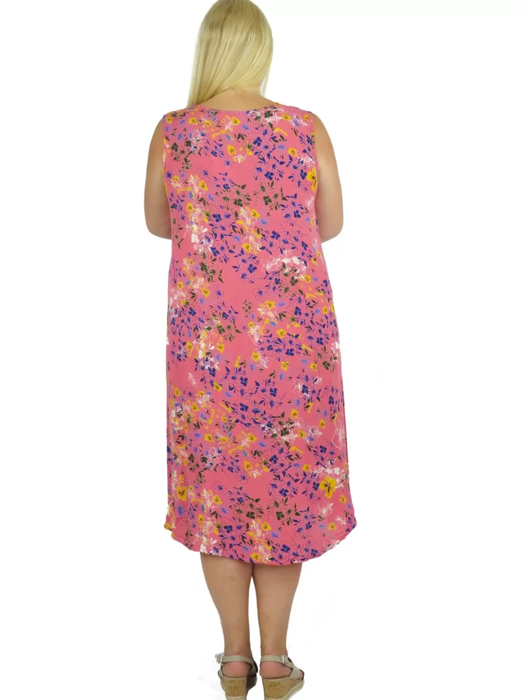 La Cera™ La Cera Sleeveless V-Neck Vibrant Floral Dress - Plus Size