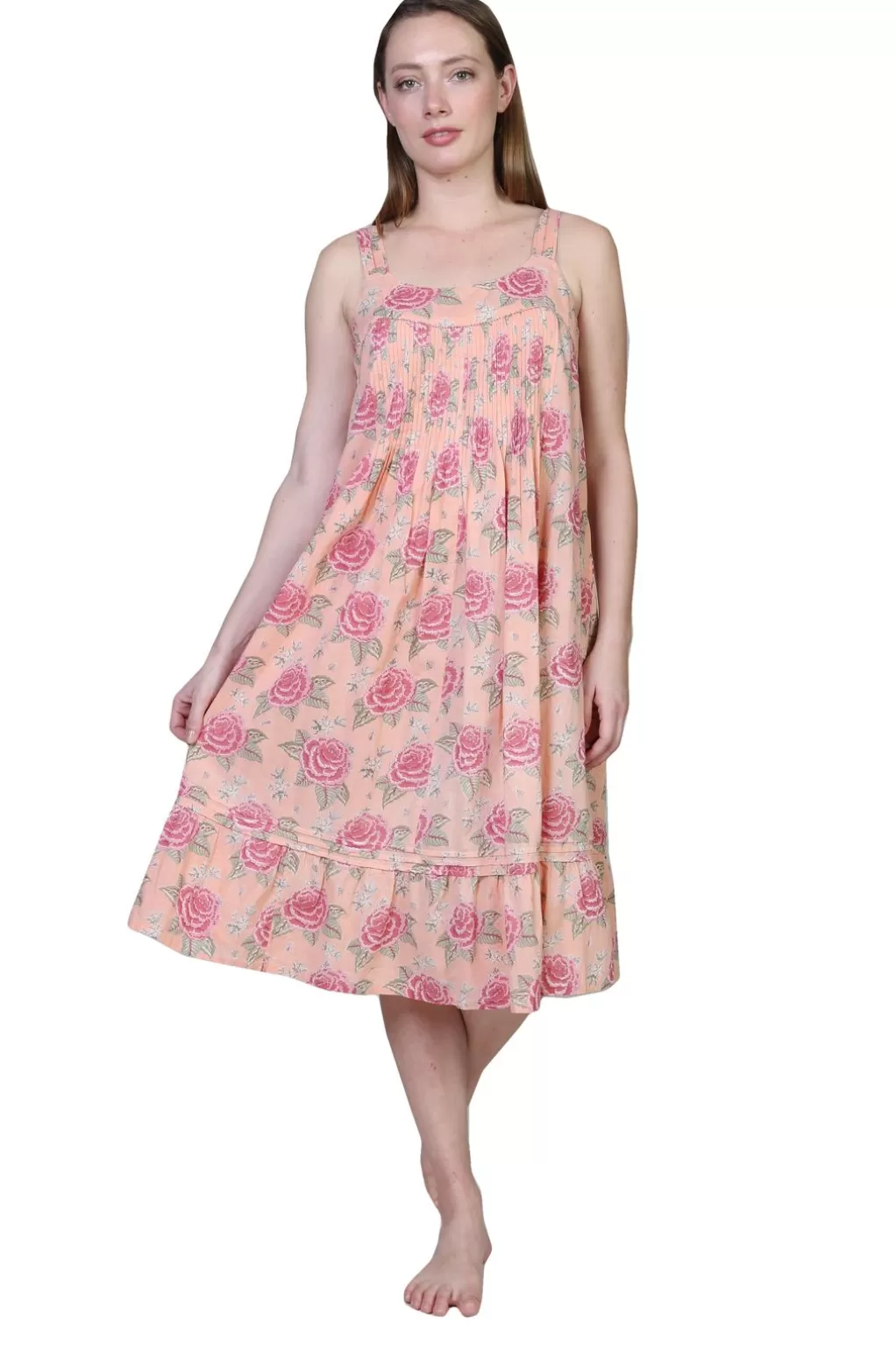 La Cera™ La Cera Vintage Print Pleat Front Gown