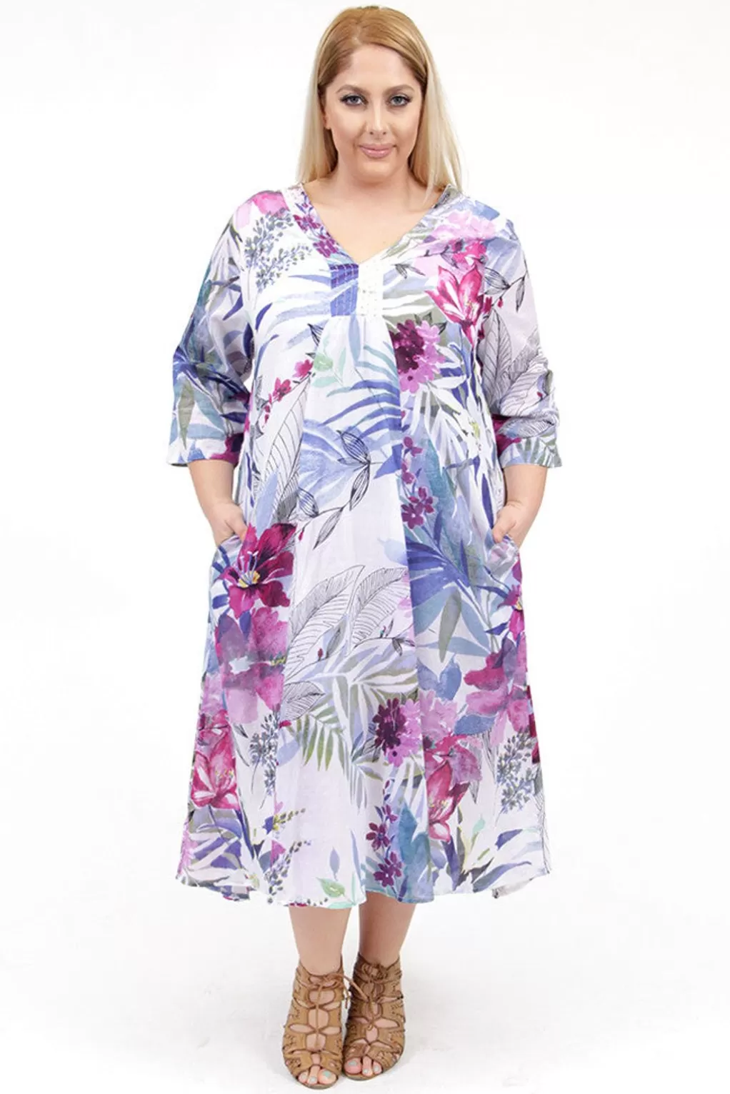 La Cera™ La Cera Women'S Plus Size High-Low Printed Caftan