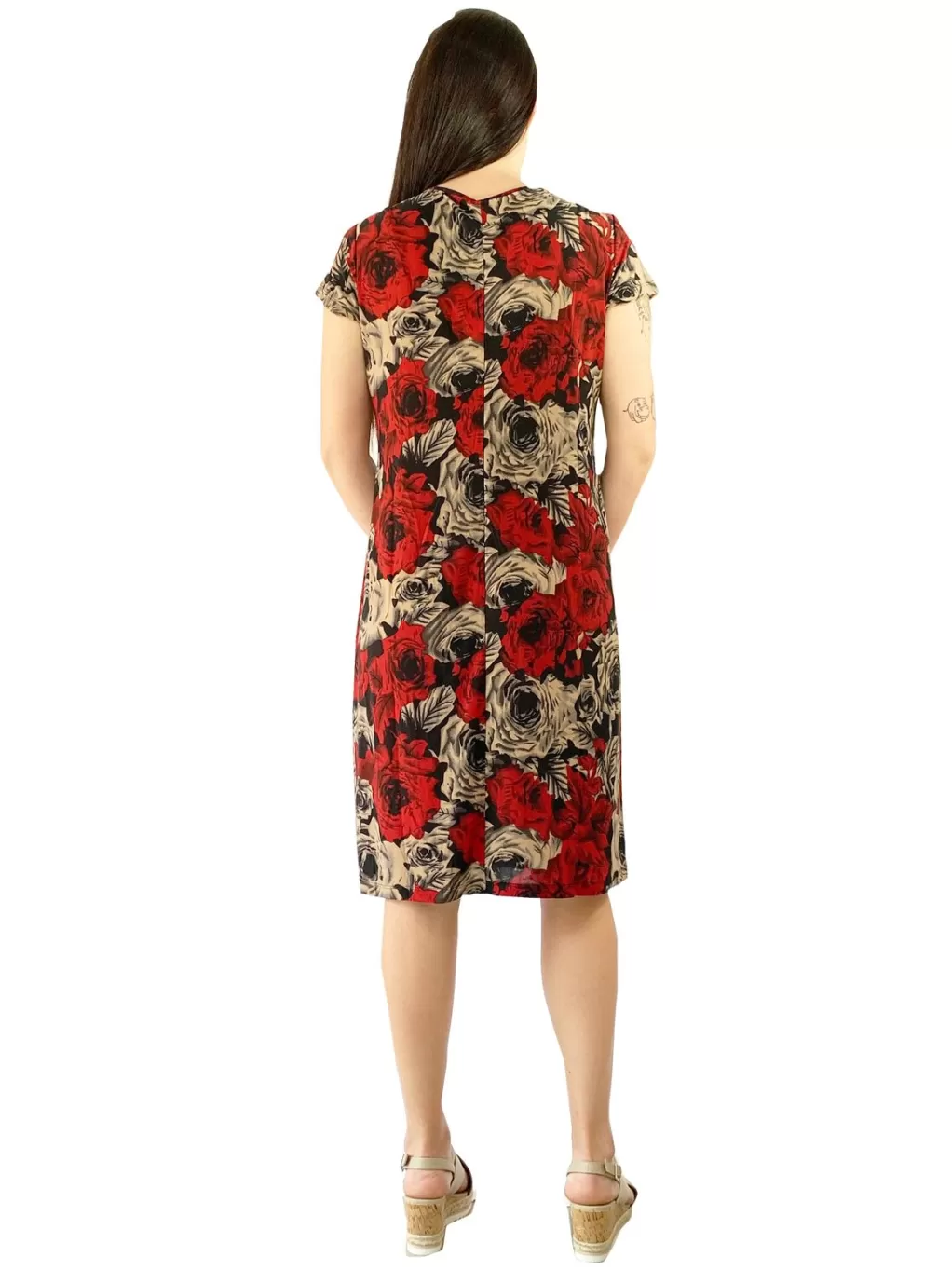 La Cera™ Pleat Front Midnight Roses Dress