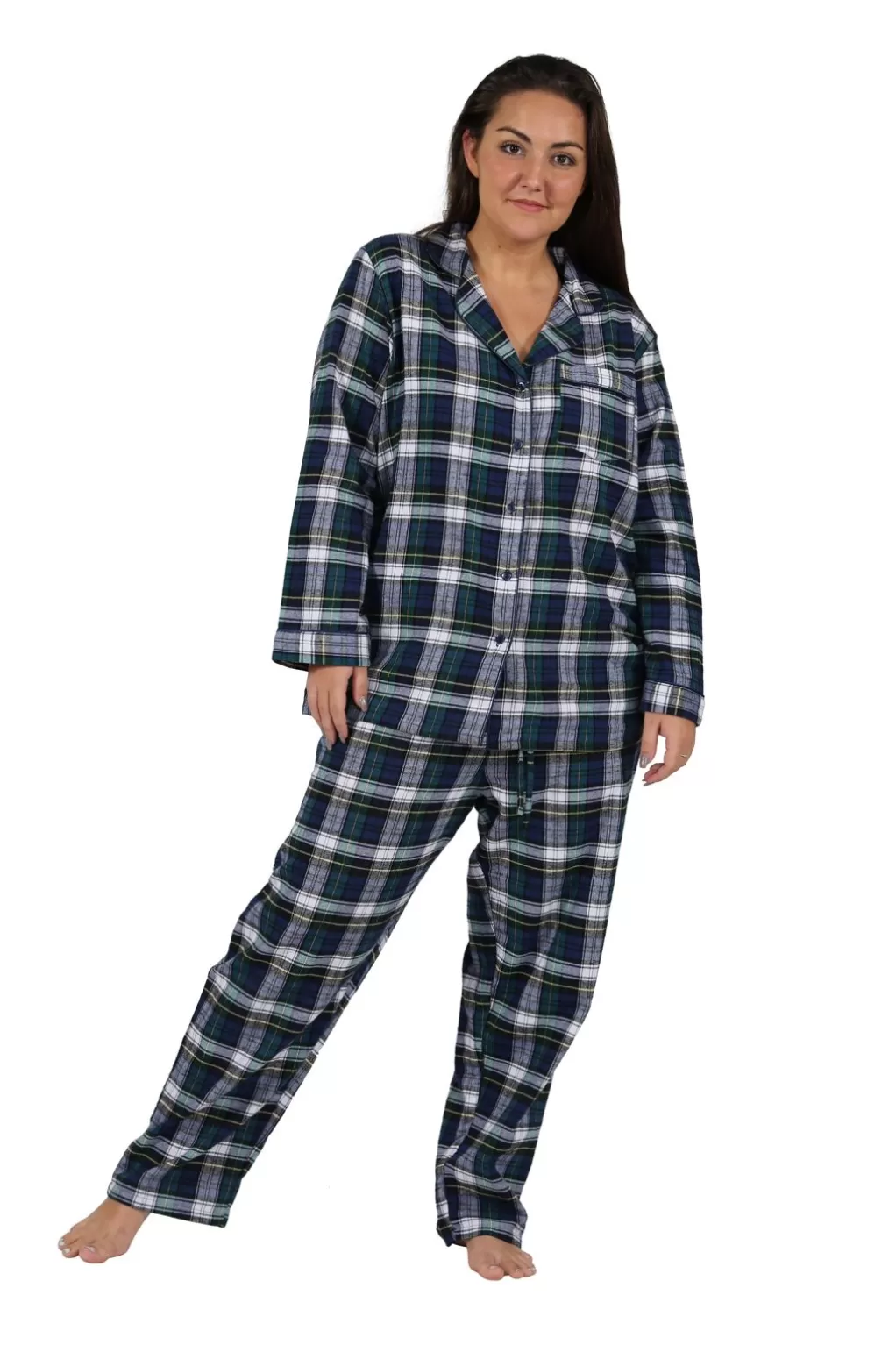La Cera™ Plus Size 100% Cotton Yarn Dyed Plaid Flannel Pajama Set