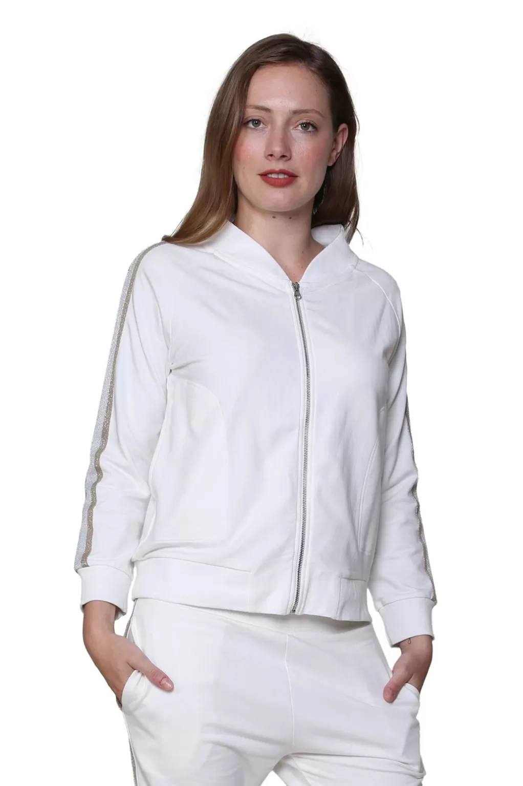 La Cera™ Plus Size French Terry Cotton 2-Piece Zip-Front Track Pant Set