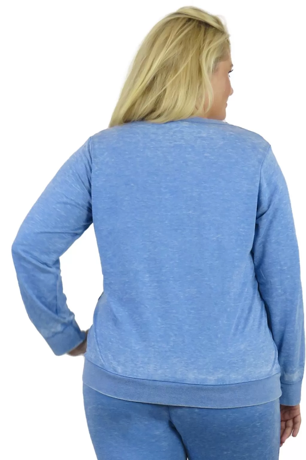 La Cera™ Plus Size Heathered Crew Neck French Terry Sweatshirt