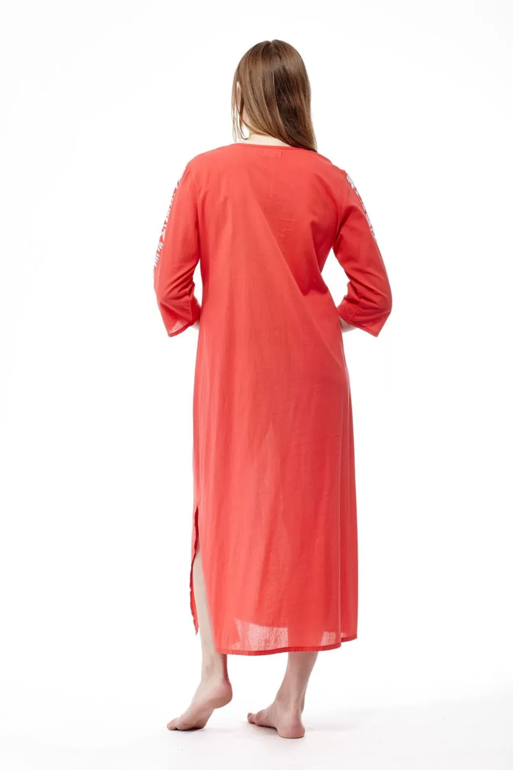 La Cera™ Plus Size La Cera 3/4 Quarter Length Sleeve Embroidered Caftan