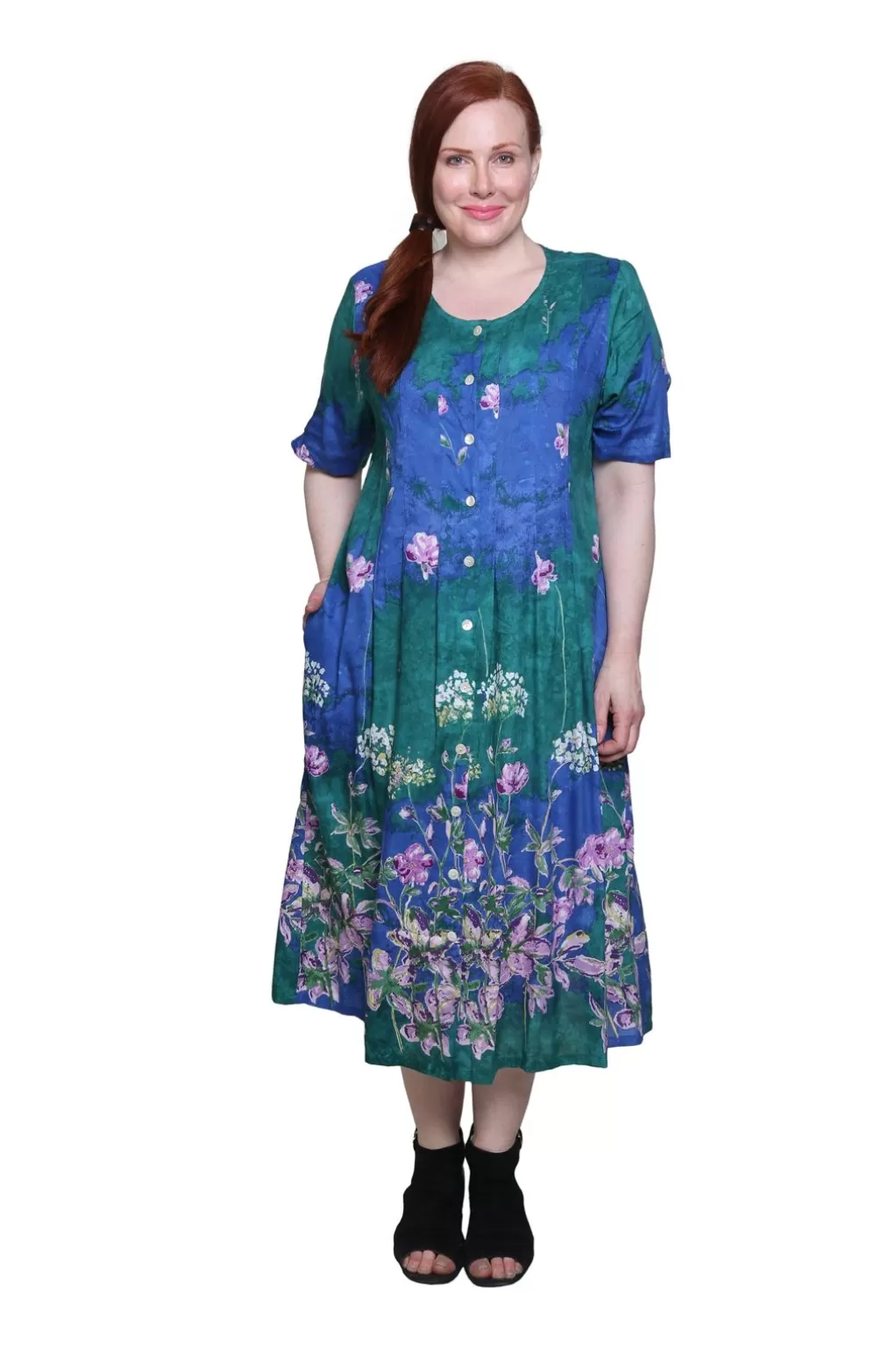 La Cera™ Plus Size La Cera Button Front Short Sleeve Dress
