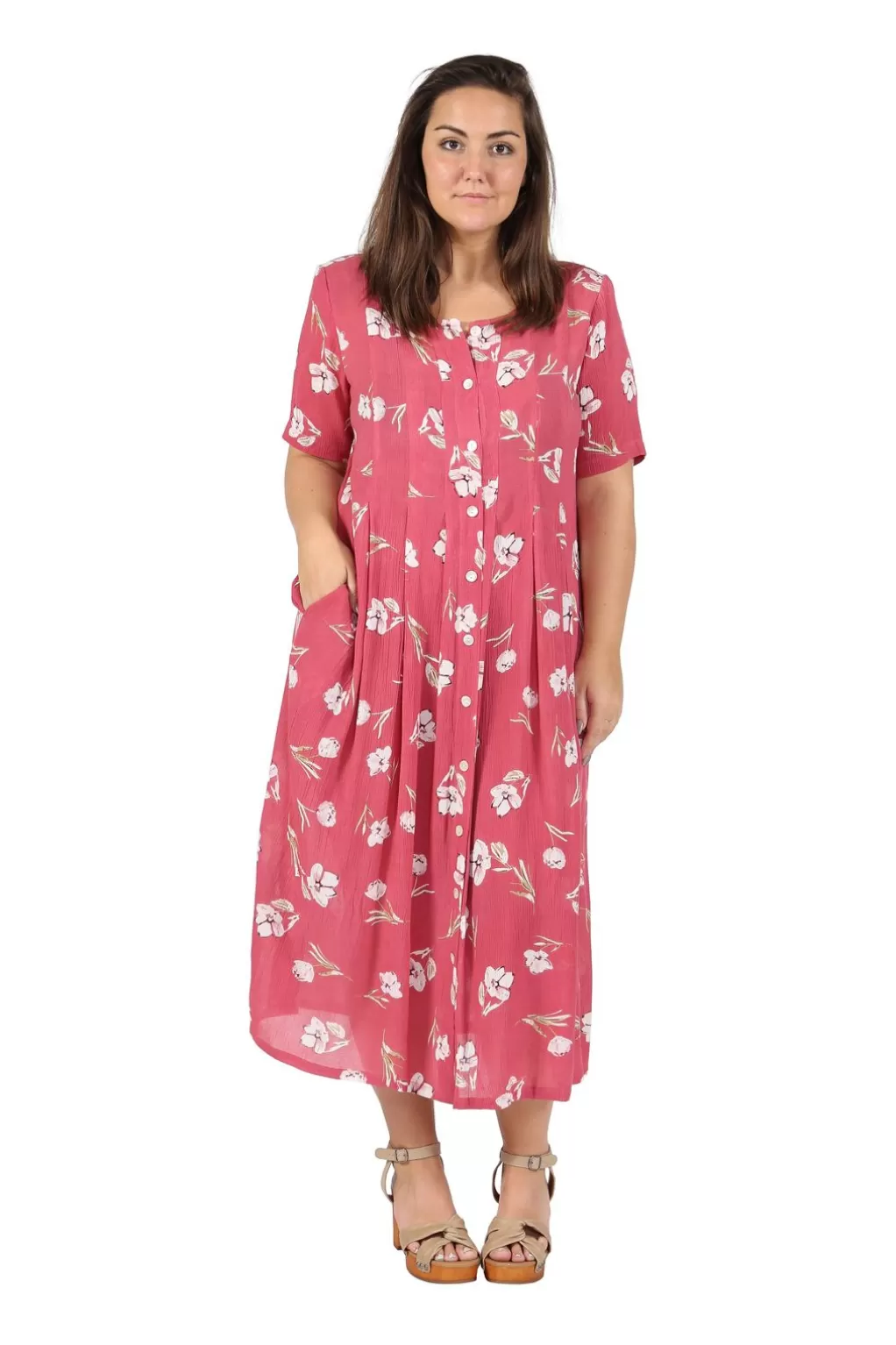 La Cera™ Plus Size La Cera Button Front Short Sleeve Dress
