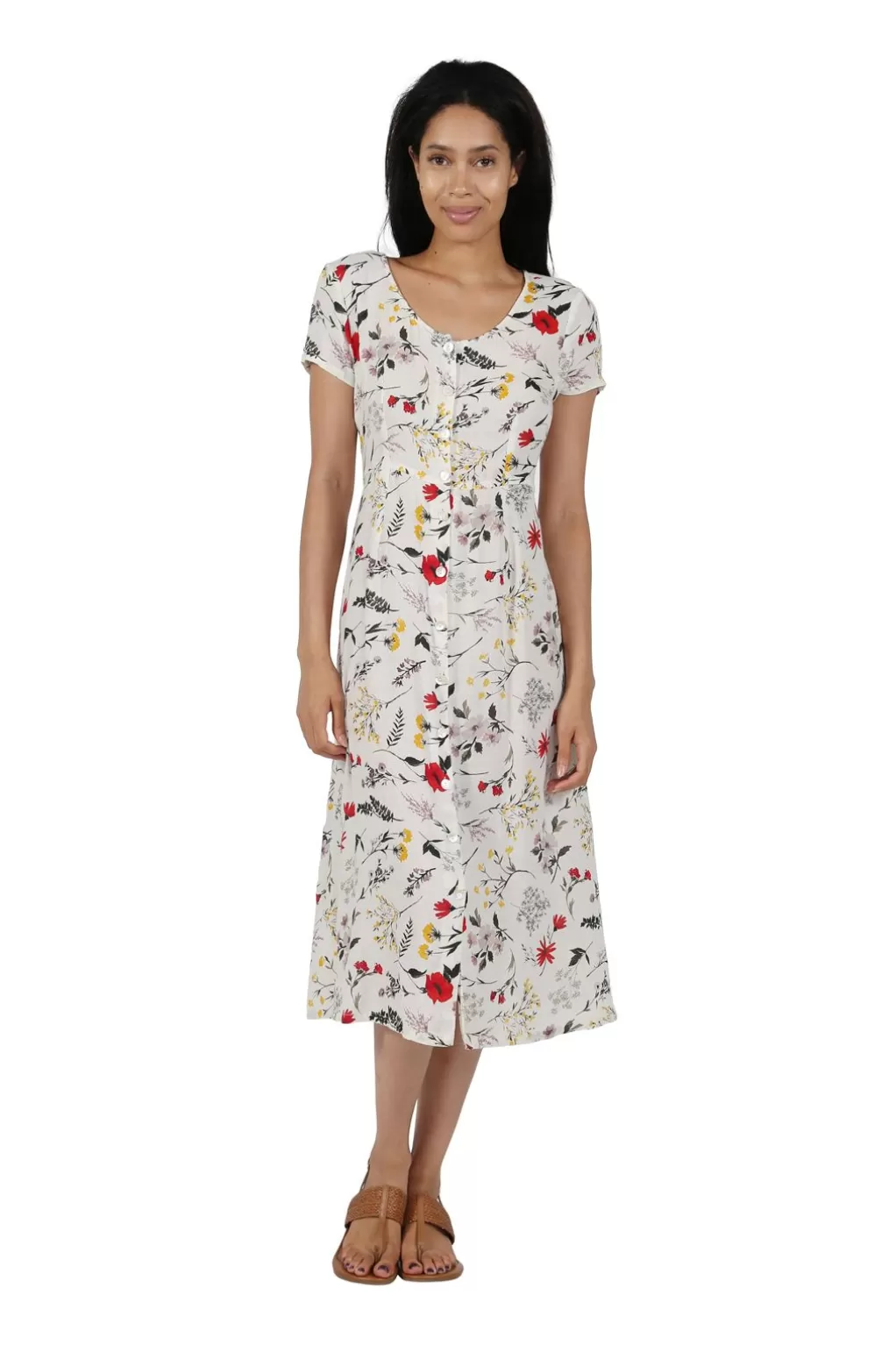 La Cera™ Plus Size La Cera Button Front Short Sleeve Dress