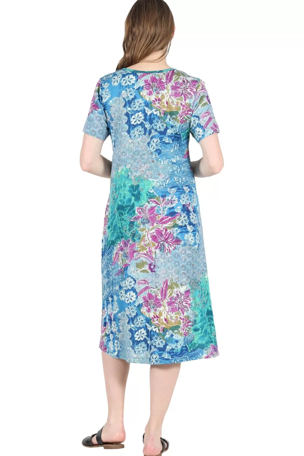 La Cera™ Plus Size La Cera Cotton Floral Jersey Knit A-Line Dress