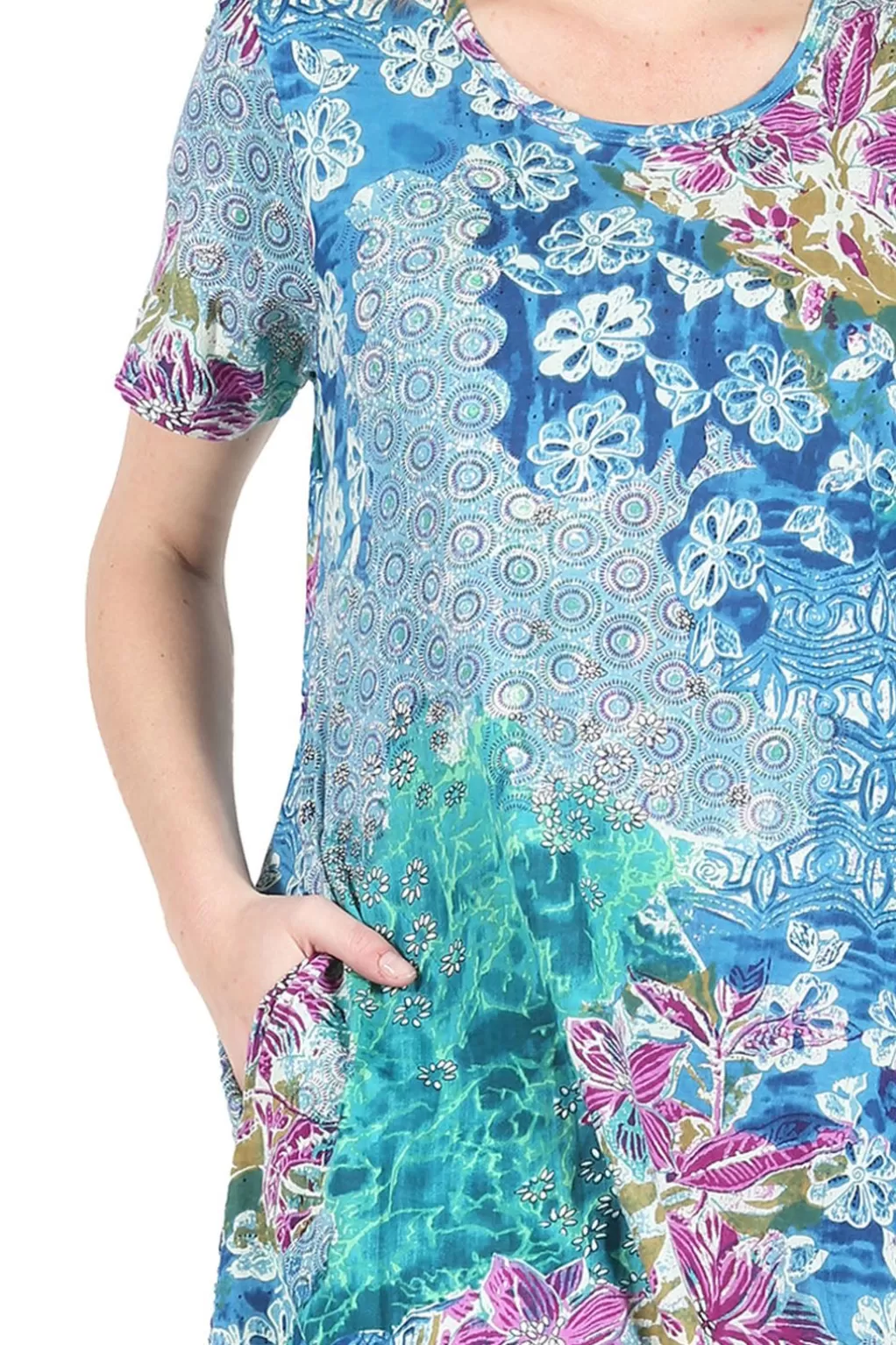 La Cera™ Plus Size La Cera Cotton Floral Jersey Knit A-Line Dress