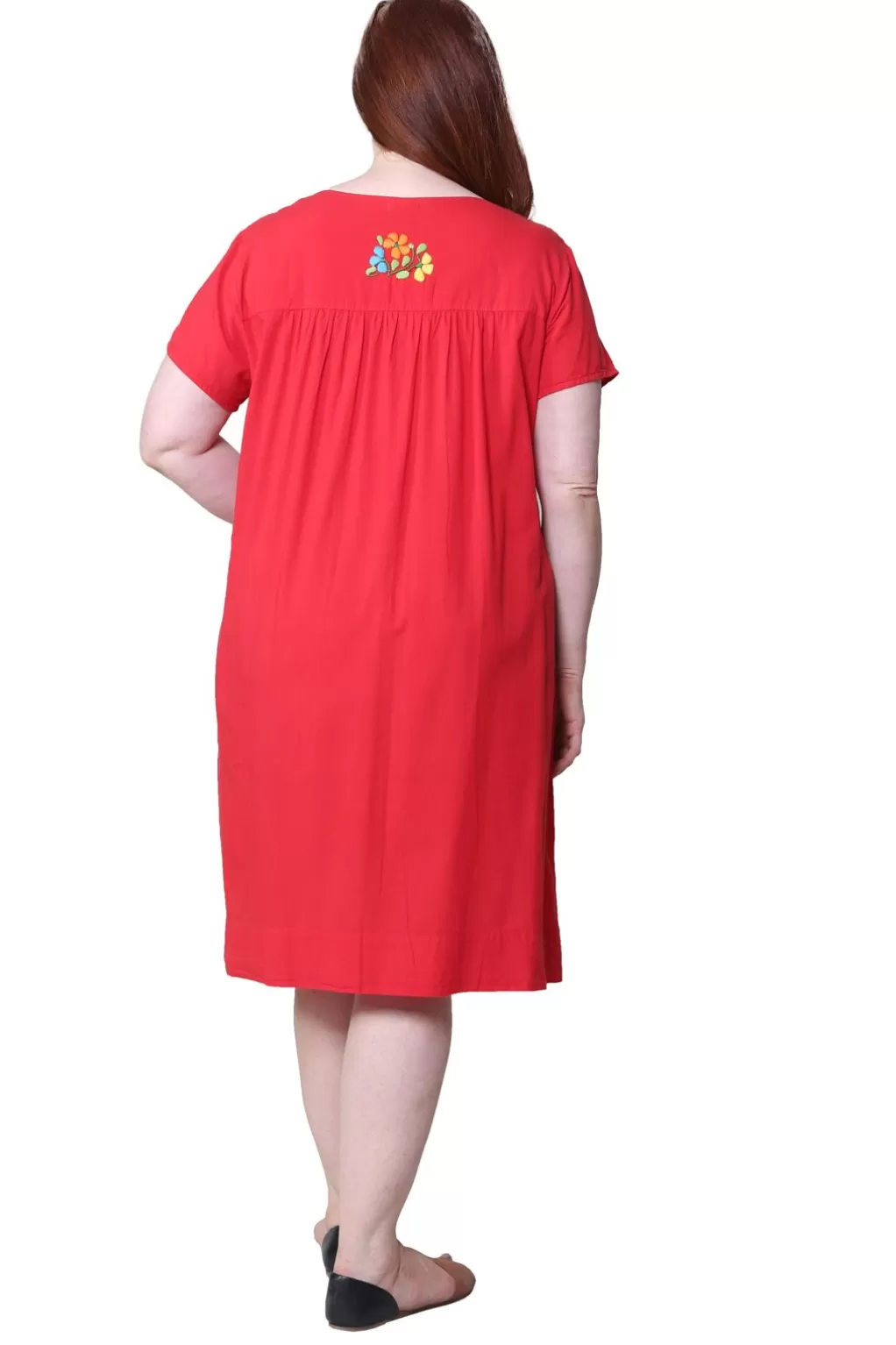 La Cera™ Plus Size La Cera Embroide Short Sleeve Dress