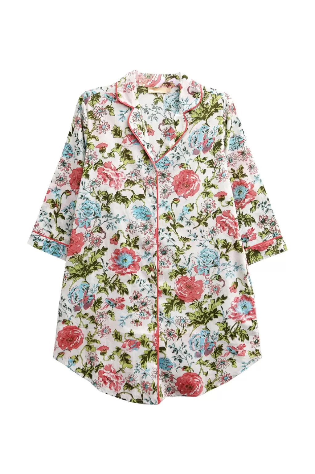 La Cera™ Plus Size La Cera English Garden Print Long Sleeve Nightshirt