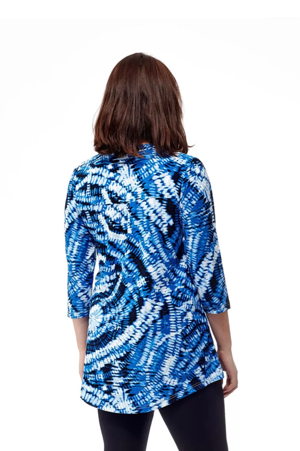 La Cera™ Plus Size La Cera Pleat Front Printed Tunic Tie-Dye