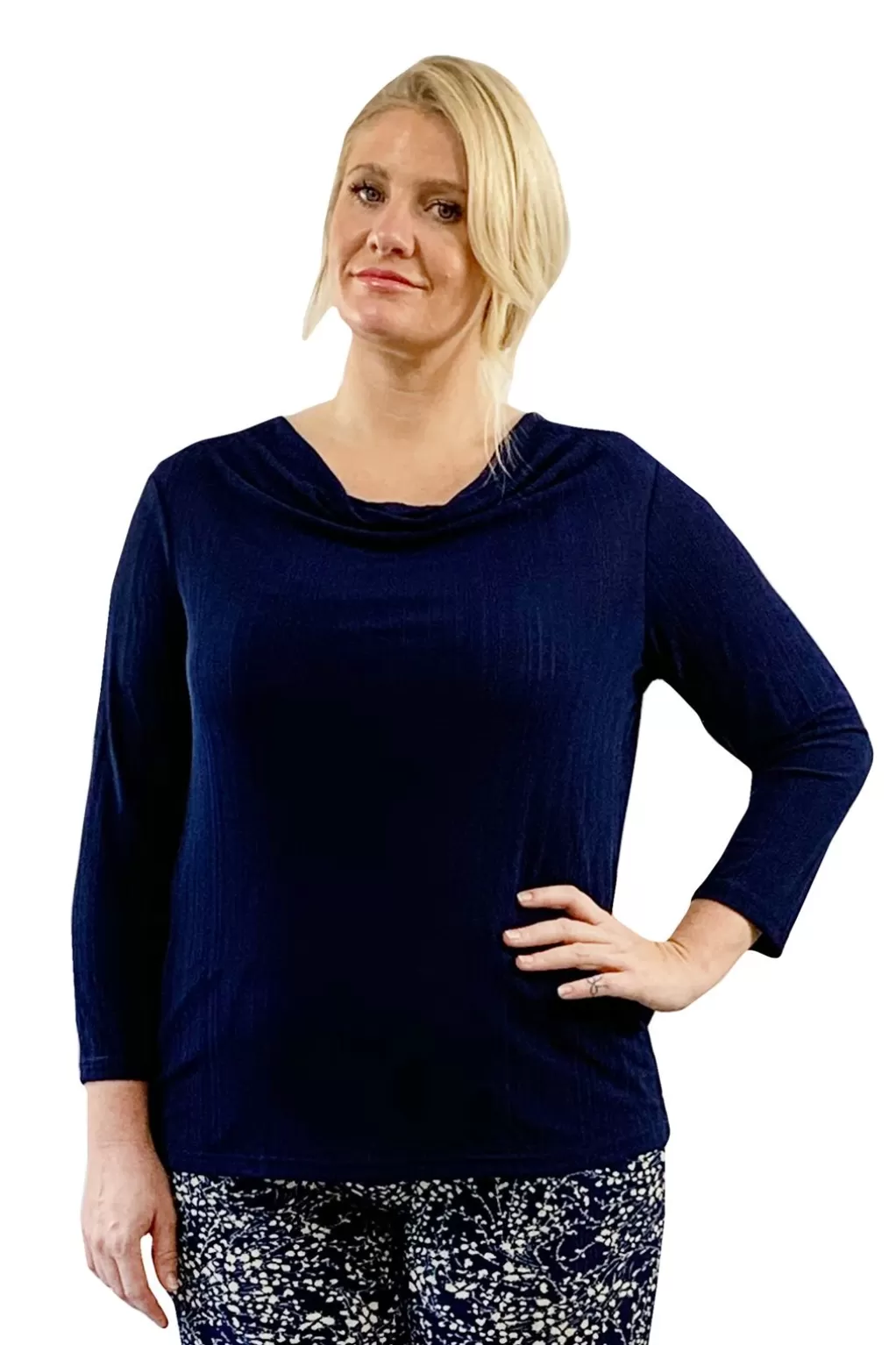 La Cera™ Plus Size La Cera Solid Cowl Neck Top