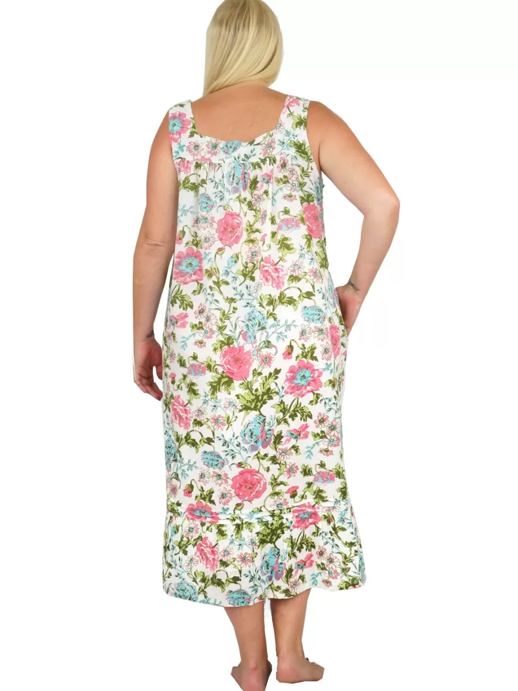 La Cera™ Plus Size Lace Trimmed 100% Cotton English Garden Print Gown