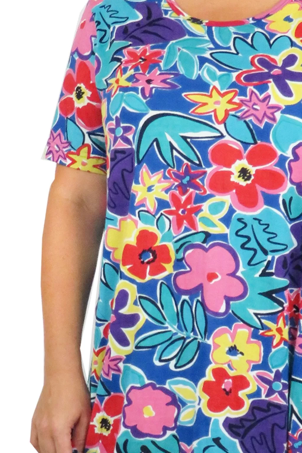 La Cera™ Plus Size Short Sleeve Cotton Knit Short Dress