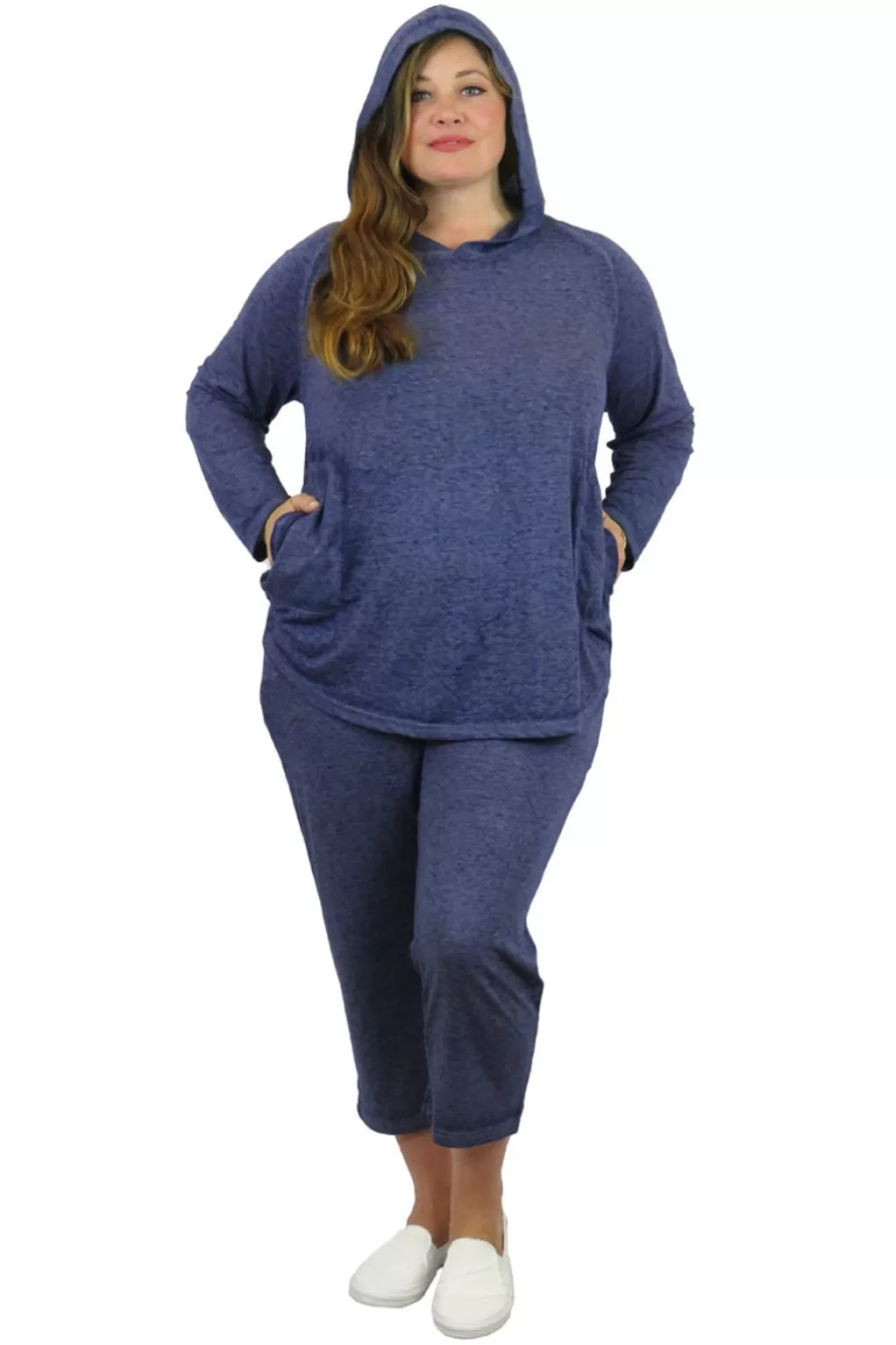 La Cera™ Plus Size Soft & Supple 2-Piece Hooded Knit Sweatpants Set