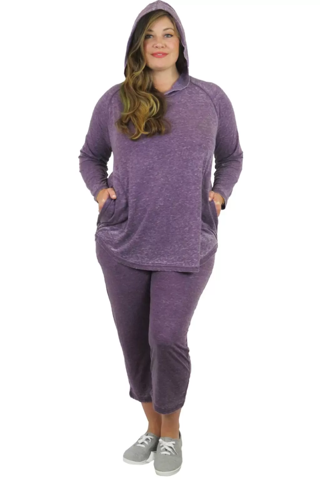 La Cera™ Plus Size Soft & Supple 2-Piece Hooded Knit Sweatpants Set