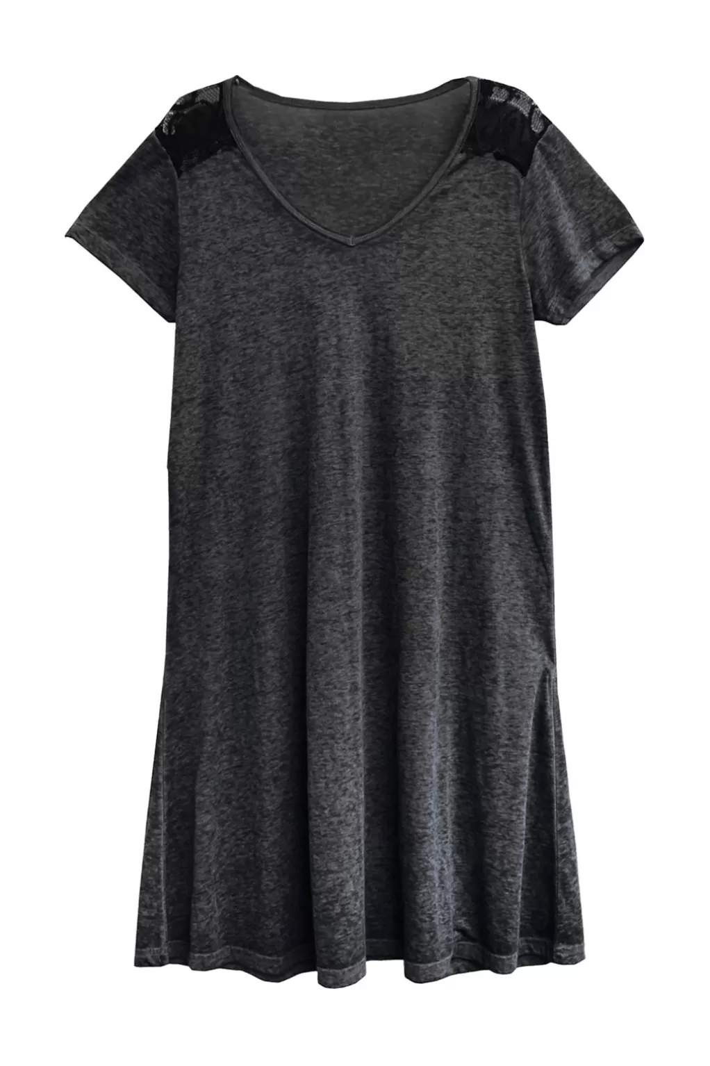 La Cera™ Plus Size Soft & Supple Knit Dress With Lace Trim