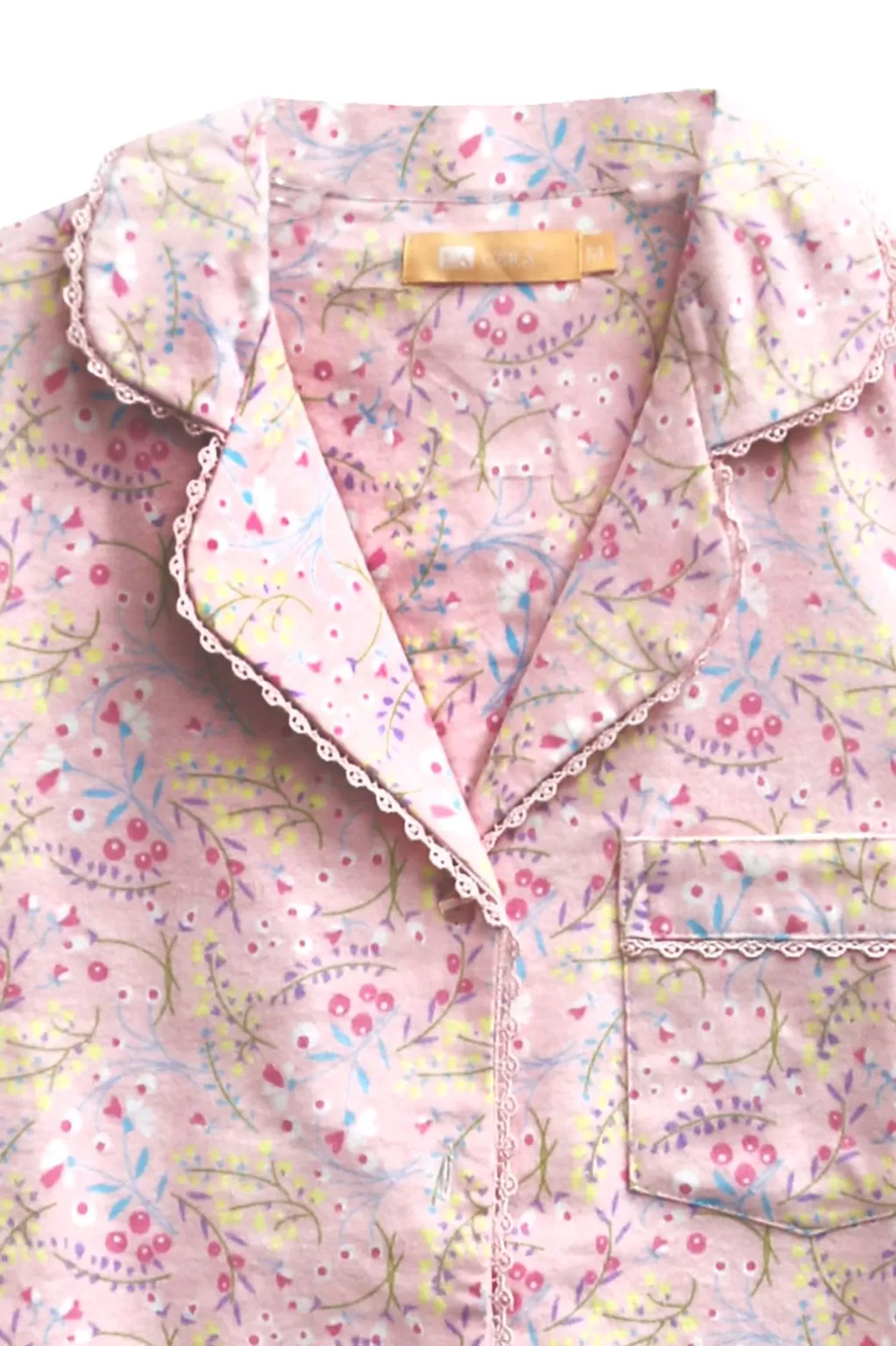 La Cera™ Plus Size Wispy Floral Long Flannel Pajama Set