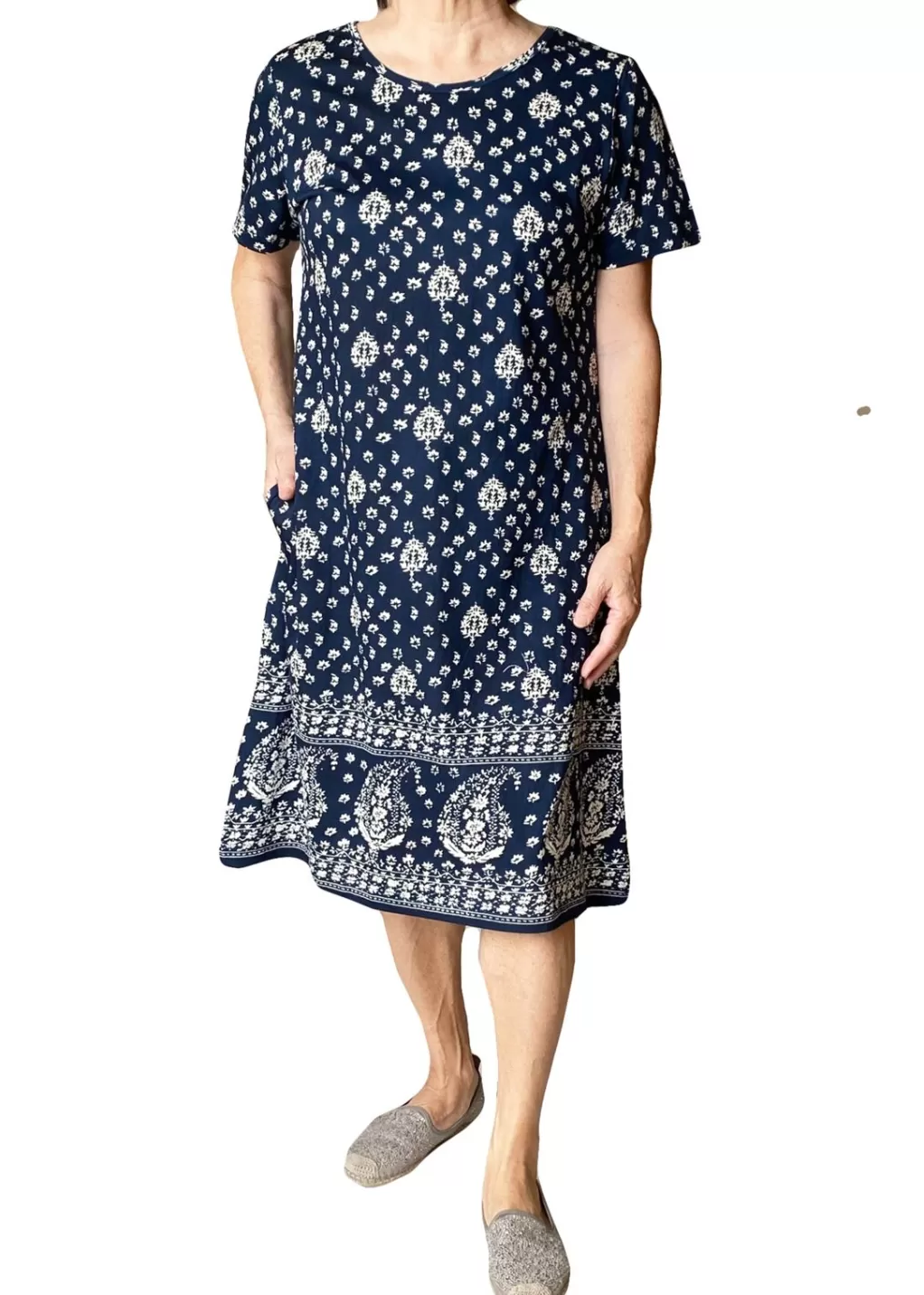 La Cera™ Short Sleeve Cotton Knit Short Dress