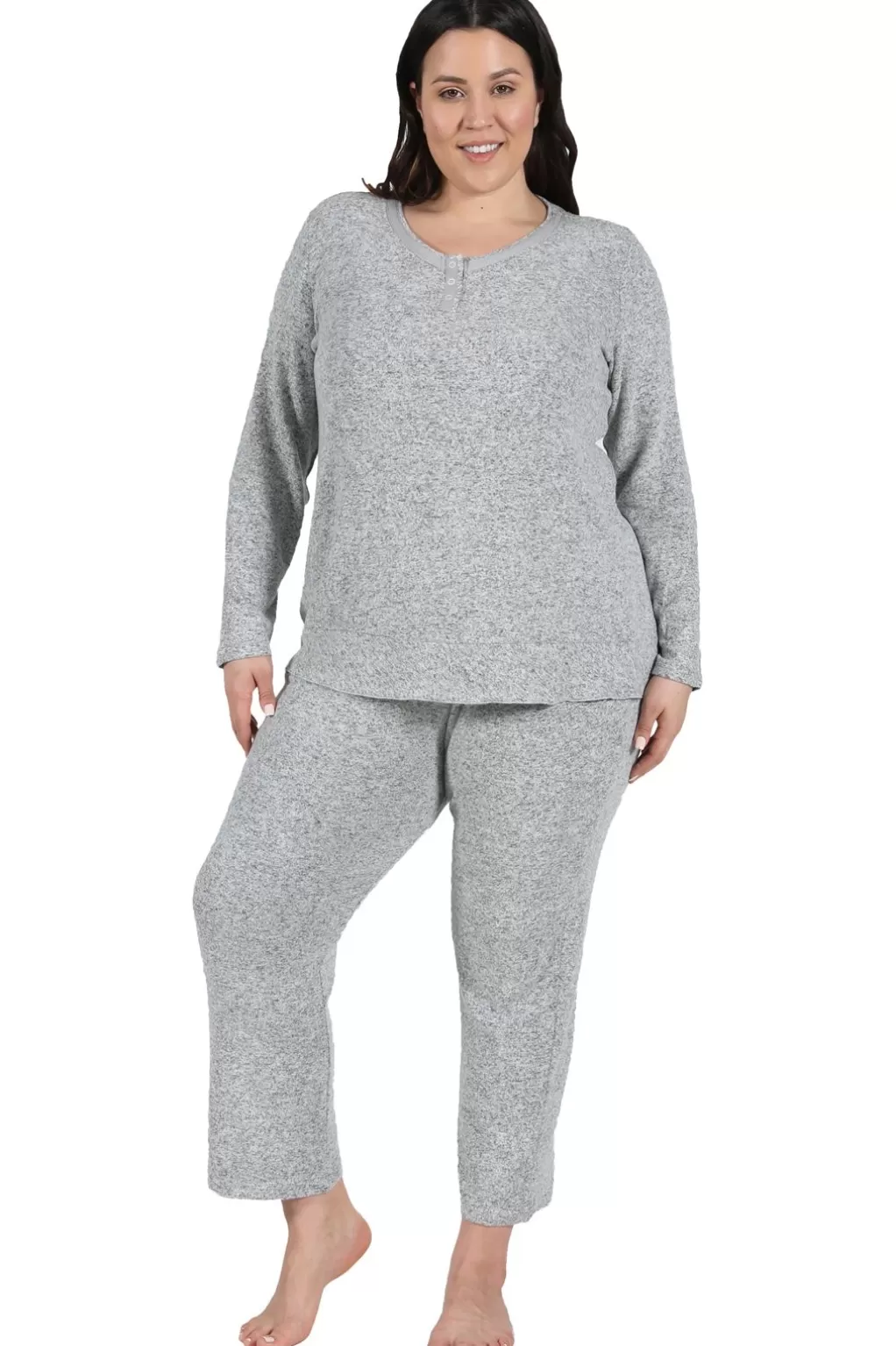 La Cera™ The Comfort Collection Plus Size Snap Pj Set