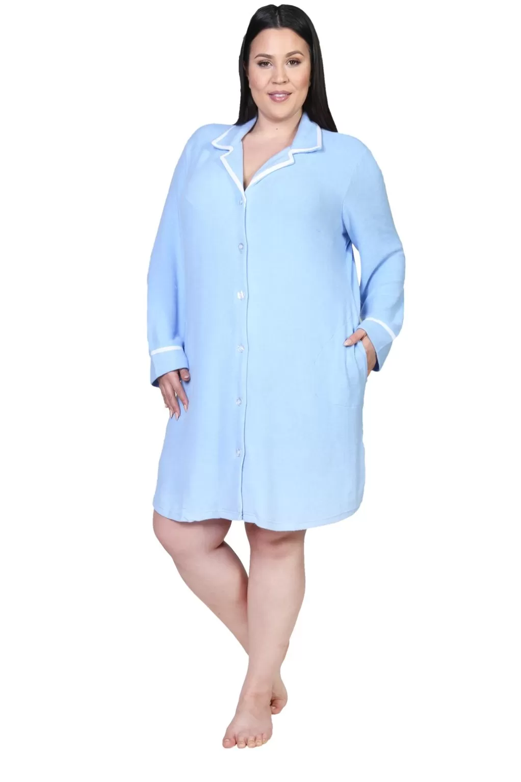La Cera™ The Comfort Collection Plus Size Tailored Sleep Shirt