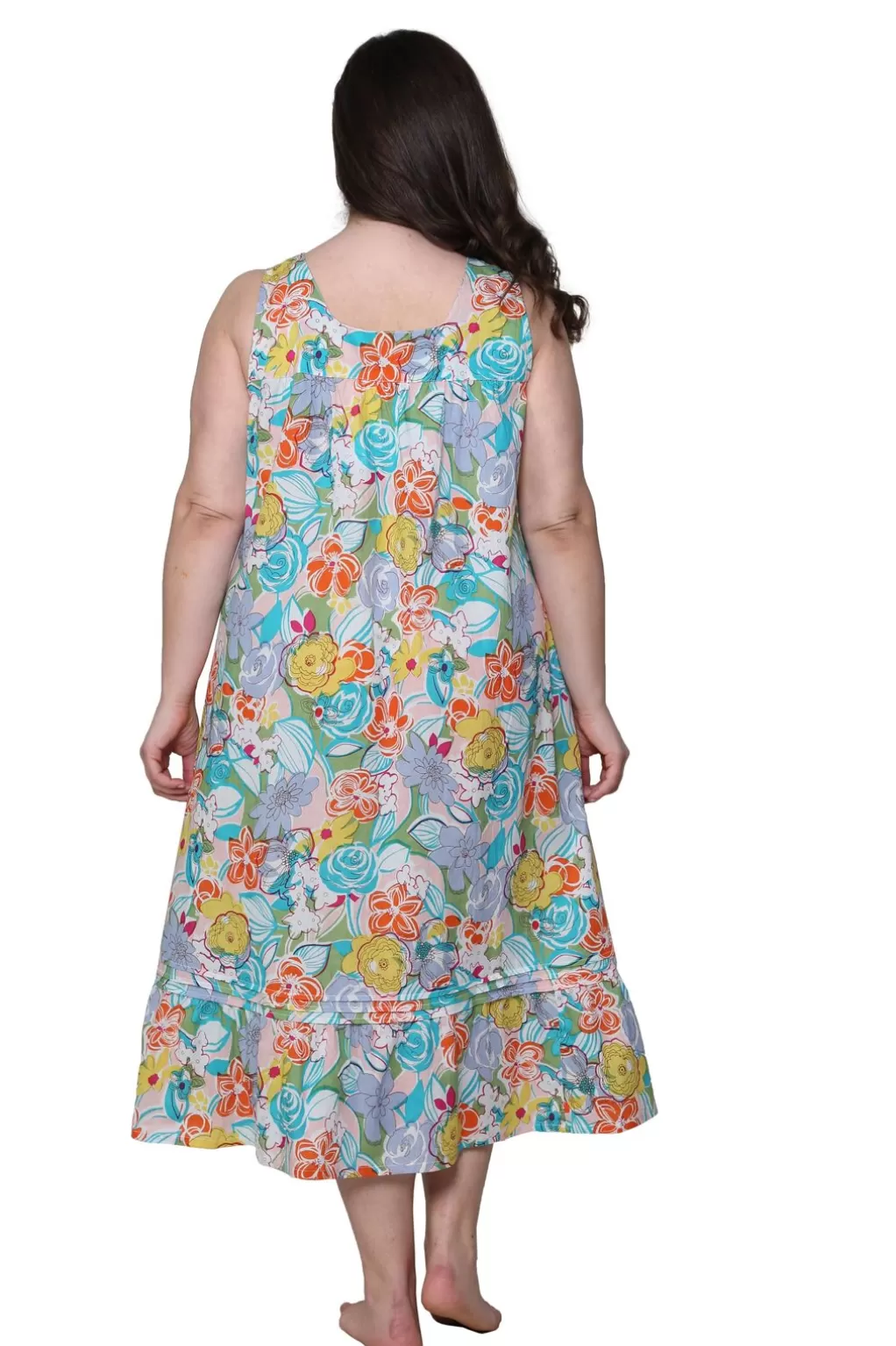 La Cera™ Vibrant Print Sweetheart Neck Gown With Pockets - Plus Size