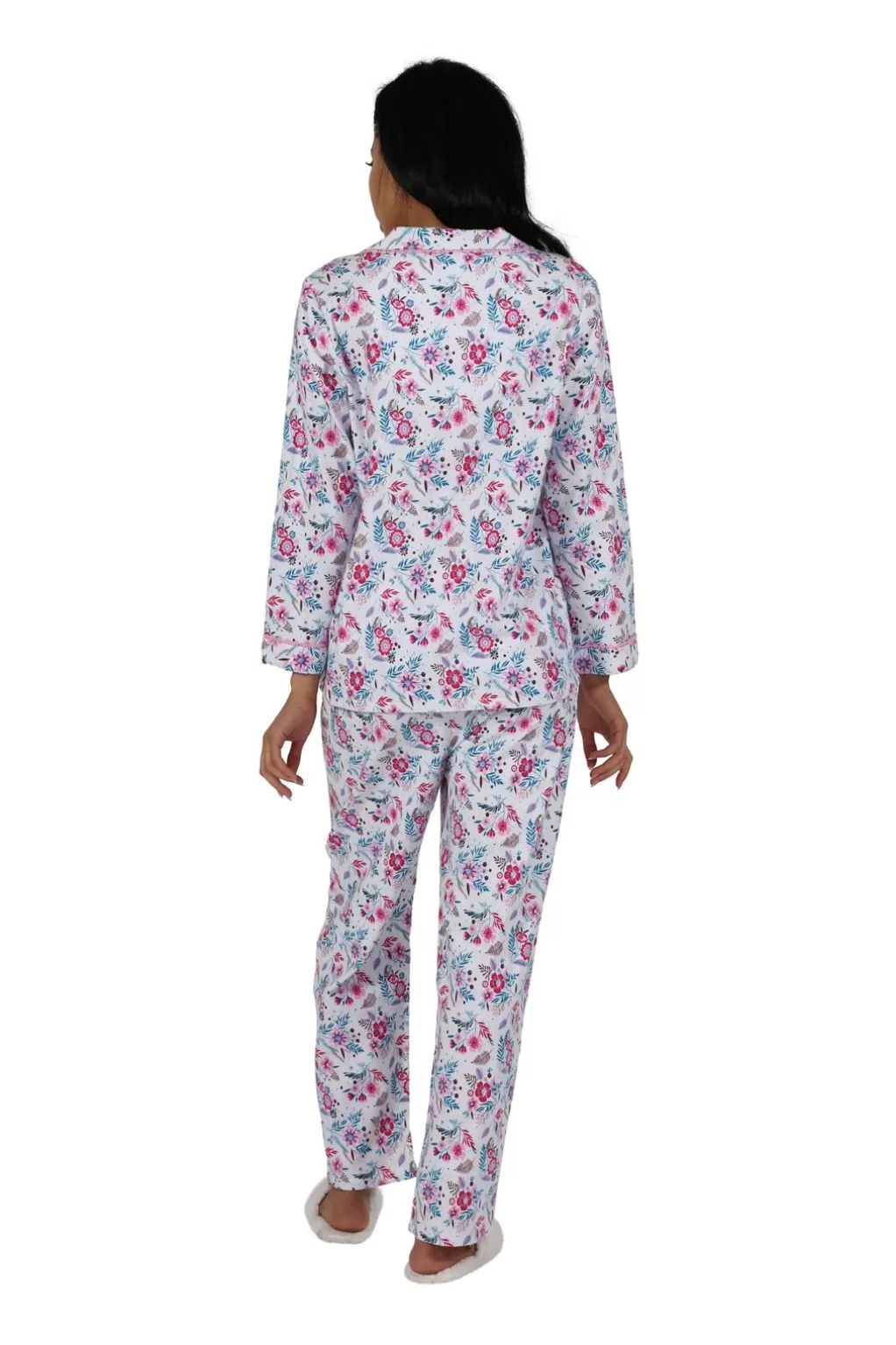 La Cera™ Vintage Floral Flannel Pajama Set