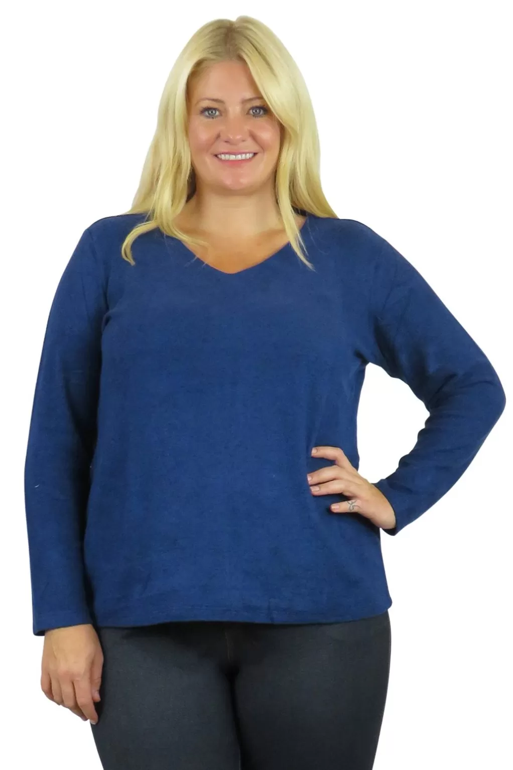 La Cera™ V-Neck Comfort Collection Long Sleeve Top - Plus Size