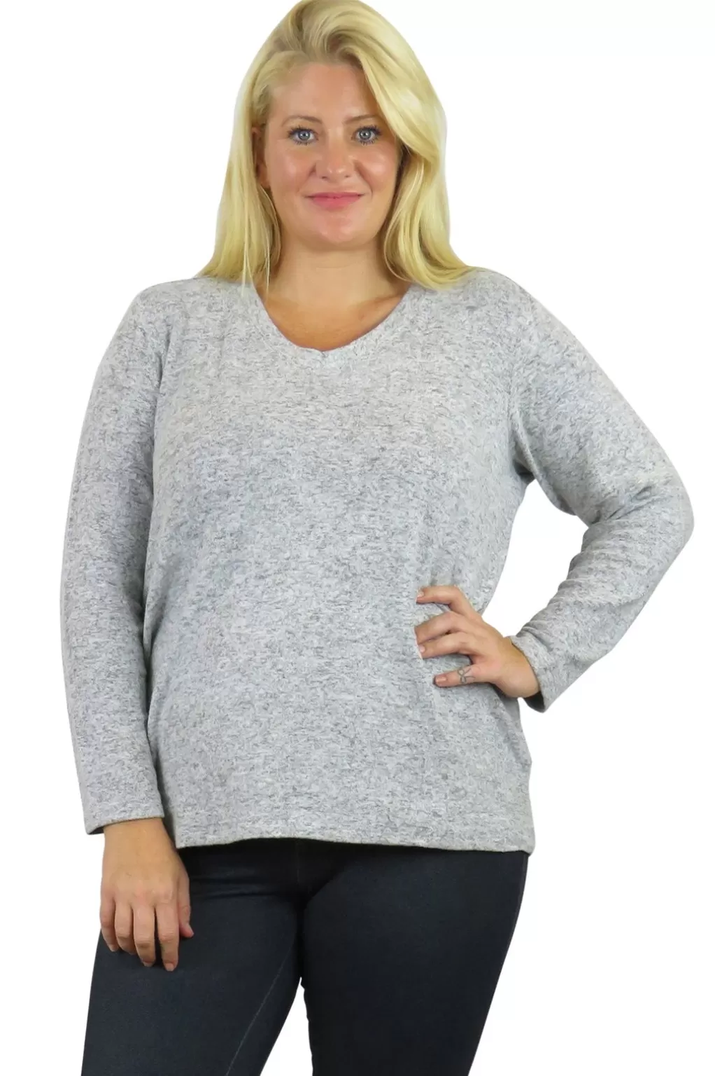 La Cera™ V-Neck Comfort Collection Long Sleeve Top - Plus Size