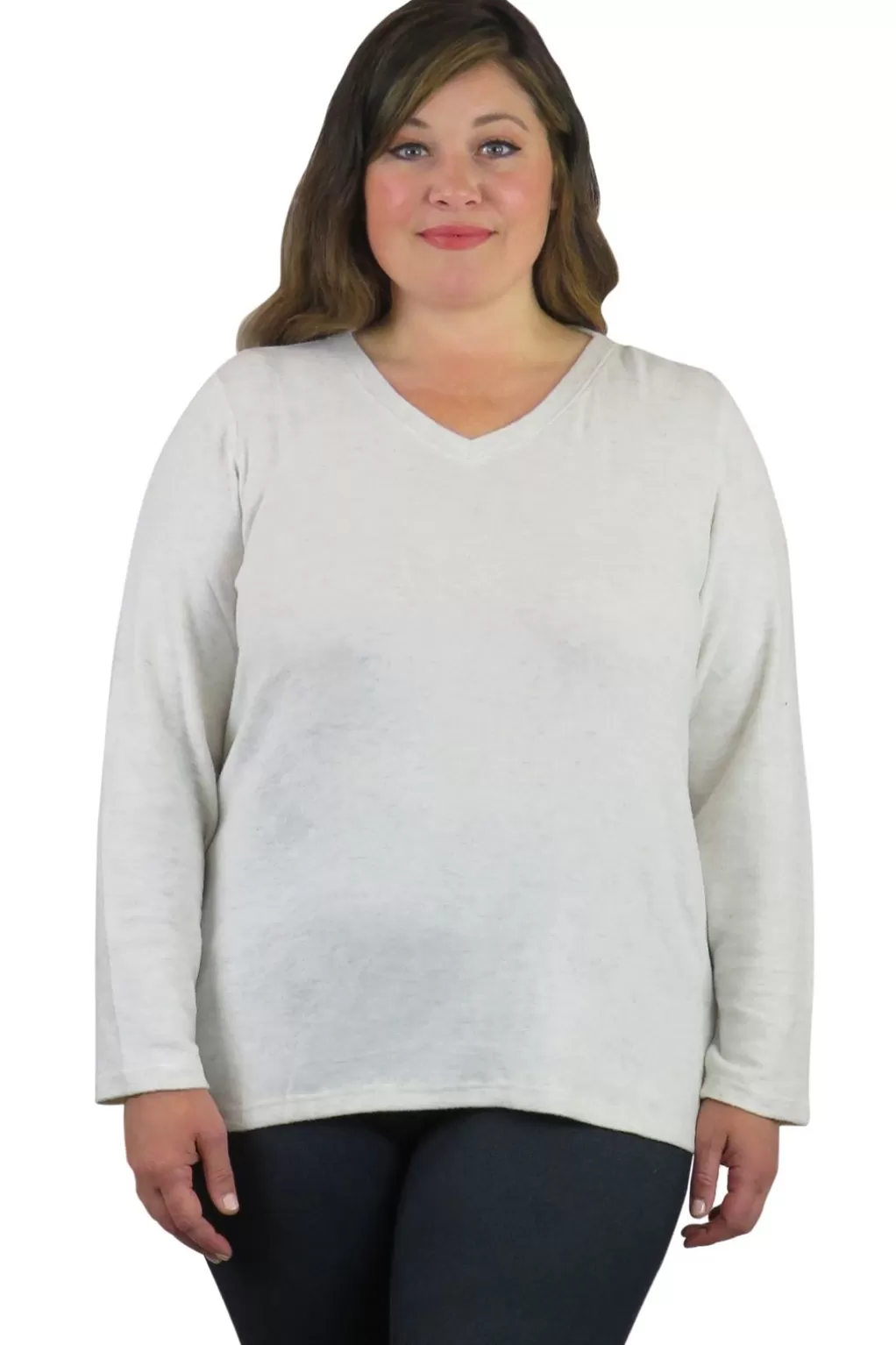 La Cera™ V-Neck Comfort Collection Long Sleeve Top - Plus Size