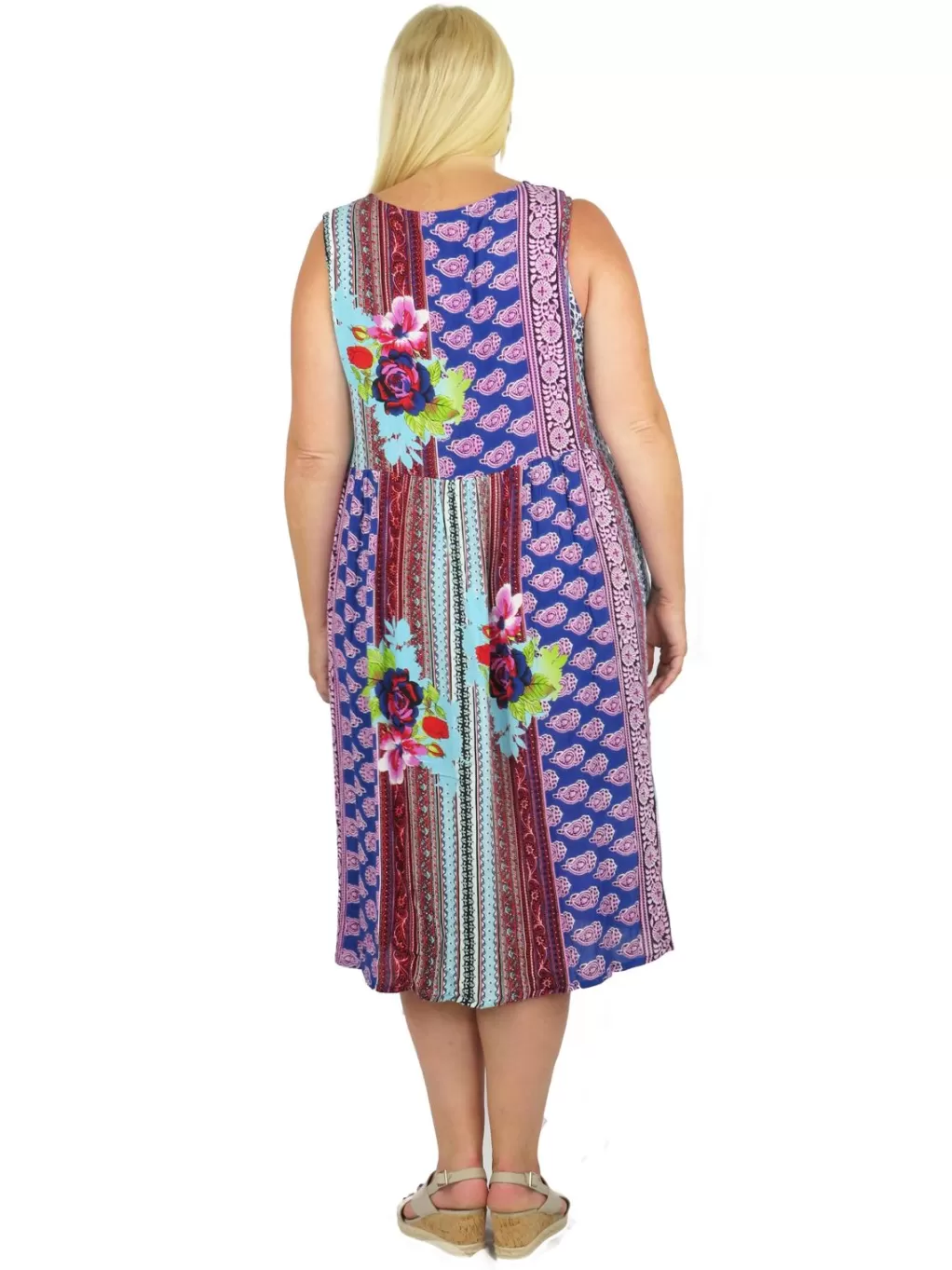 La Cera™ V-Neckline Empire Waist Border Print Dress - Plus Size